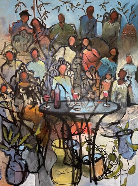 Having Wine in the Olive Garden by Betsy Havens at LePrince Galleries