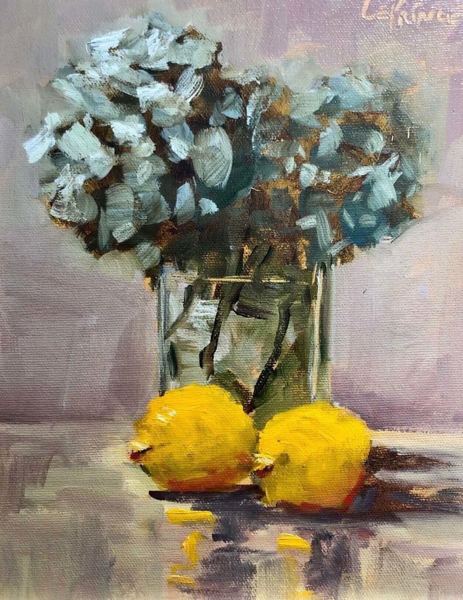 Hydrangea w/ 2 Lemons by Kevin LePrince at LePrince Galleries