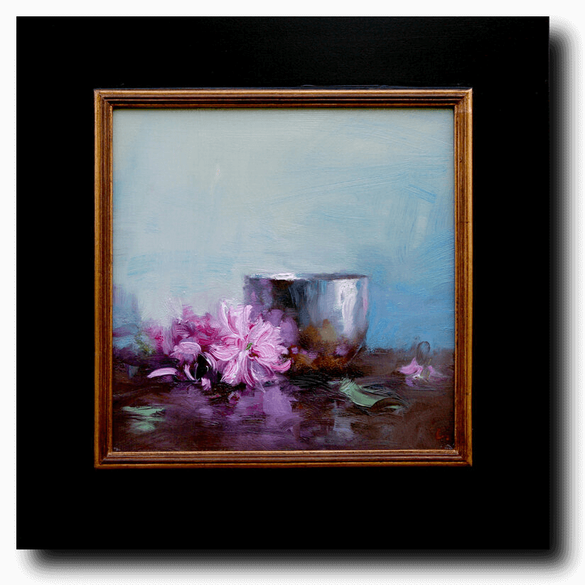 Cherry Blossoms with Silver Cup by Ning Lee at LePrince Galleries