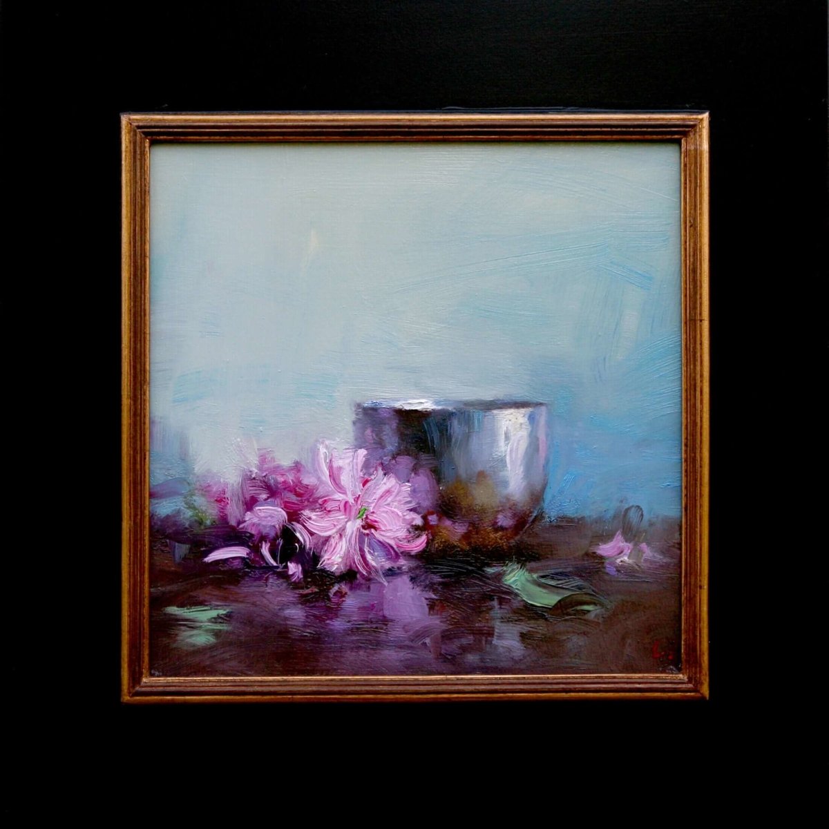 Cherry Blossoms with Silver Cup by Ning Lee at LePrince Galleries