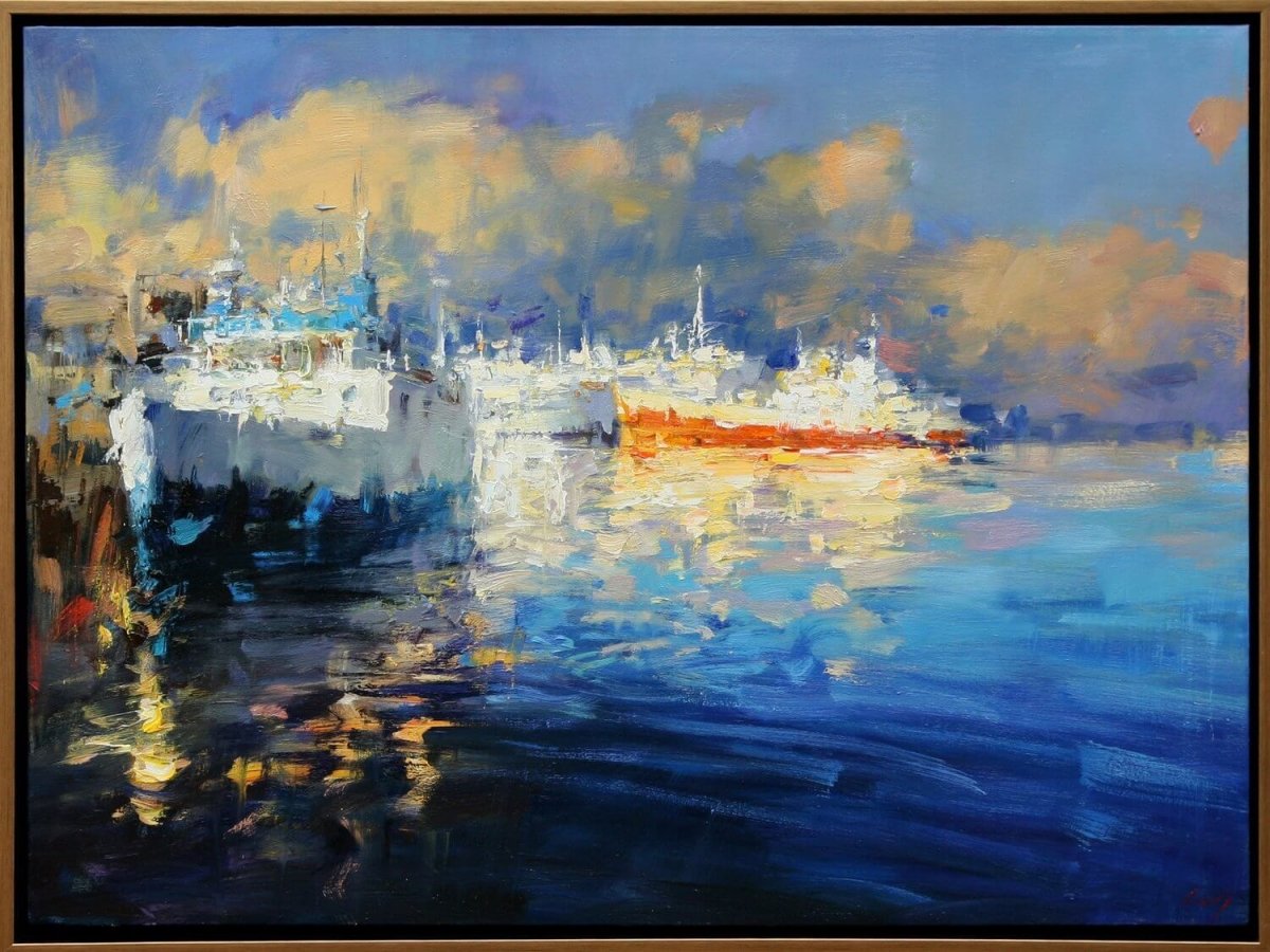 Harbor in Morning by Ning Lee at LePrince Galleries