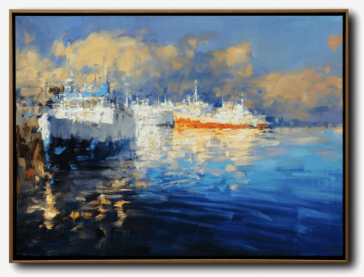 Harbor in Morning by Ning Lee at LePrince Galleries