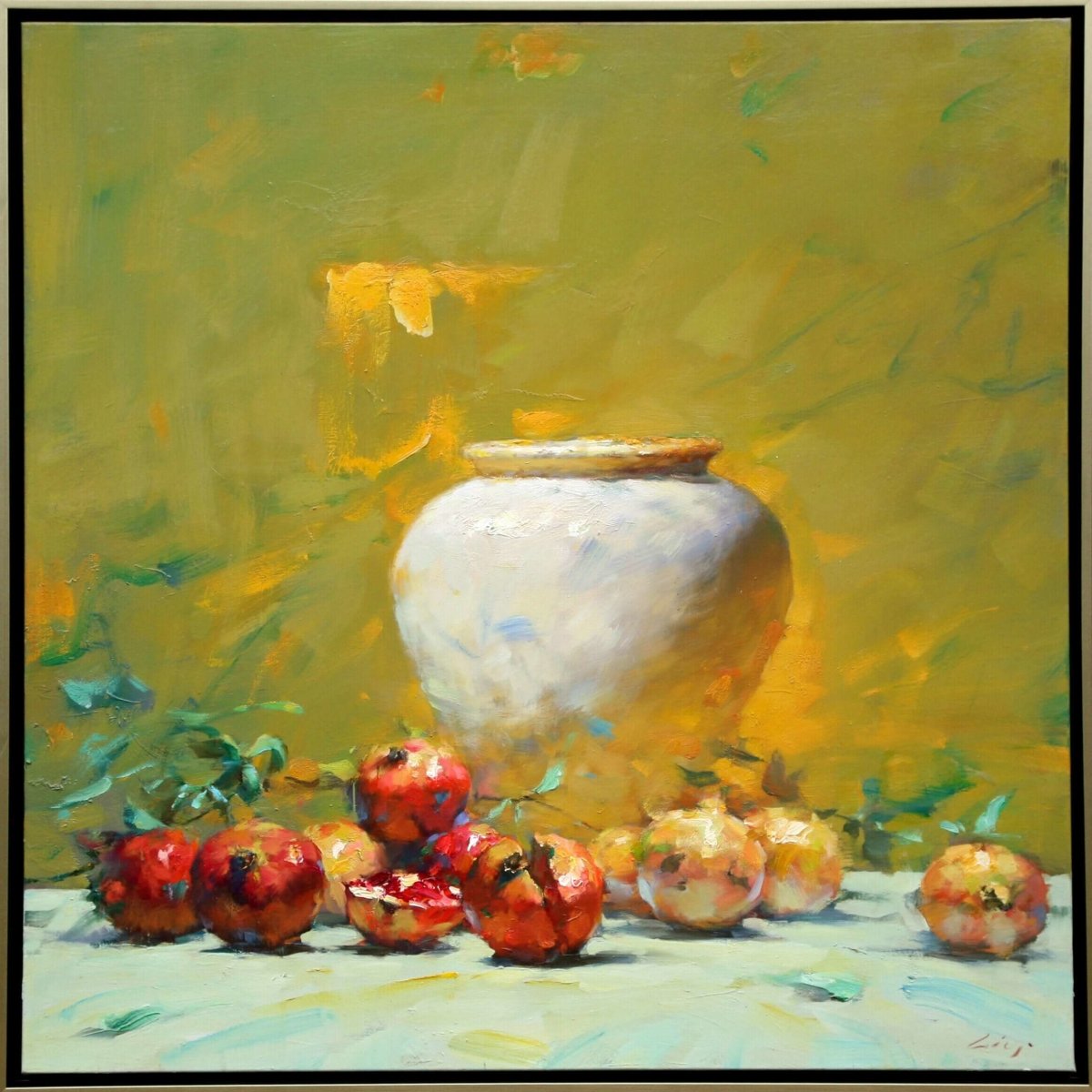 Pomegranates with Chinese Jar by Ning Lee at LePrince Galleries