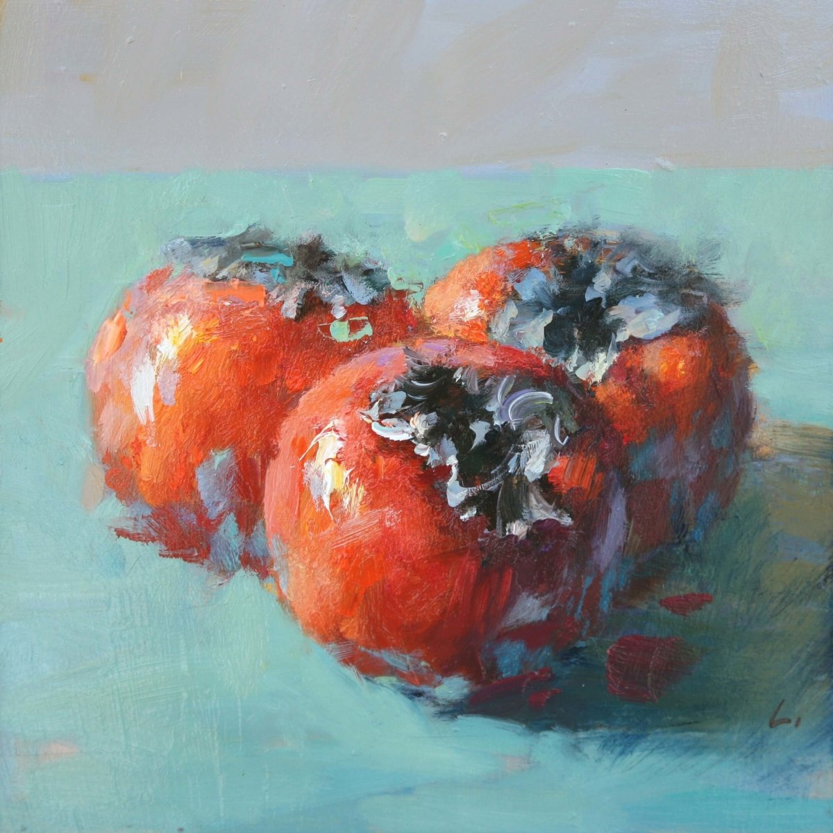 Three Persimmons by Ning Lee at LePrince Galleries