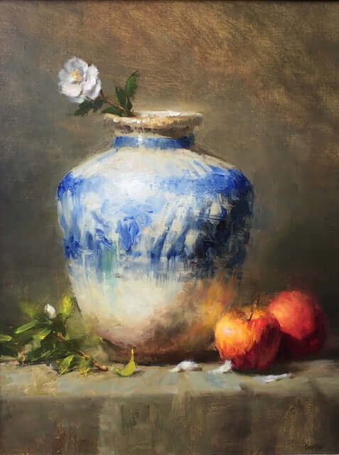 Farm Apples, Flow Blue, and Camellias by Stacy Barter at LePrince Galleries