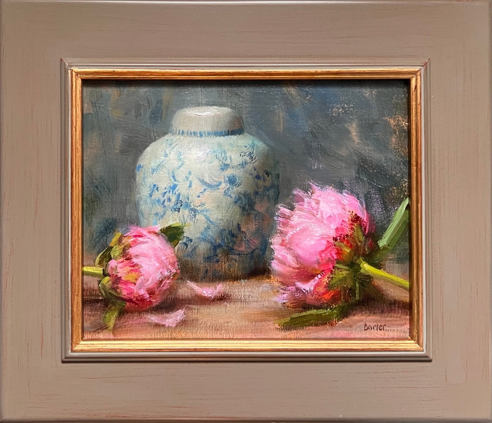 Ginger Jar with Opening Peonies by Stacy Barter at LePrince Galleries