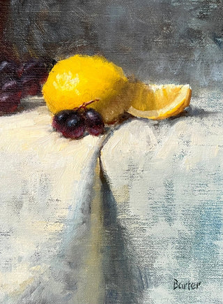 Lemons on Cascading Cloth by Stacy Barter at LePrince Galleries