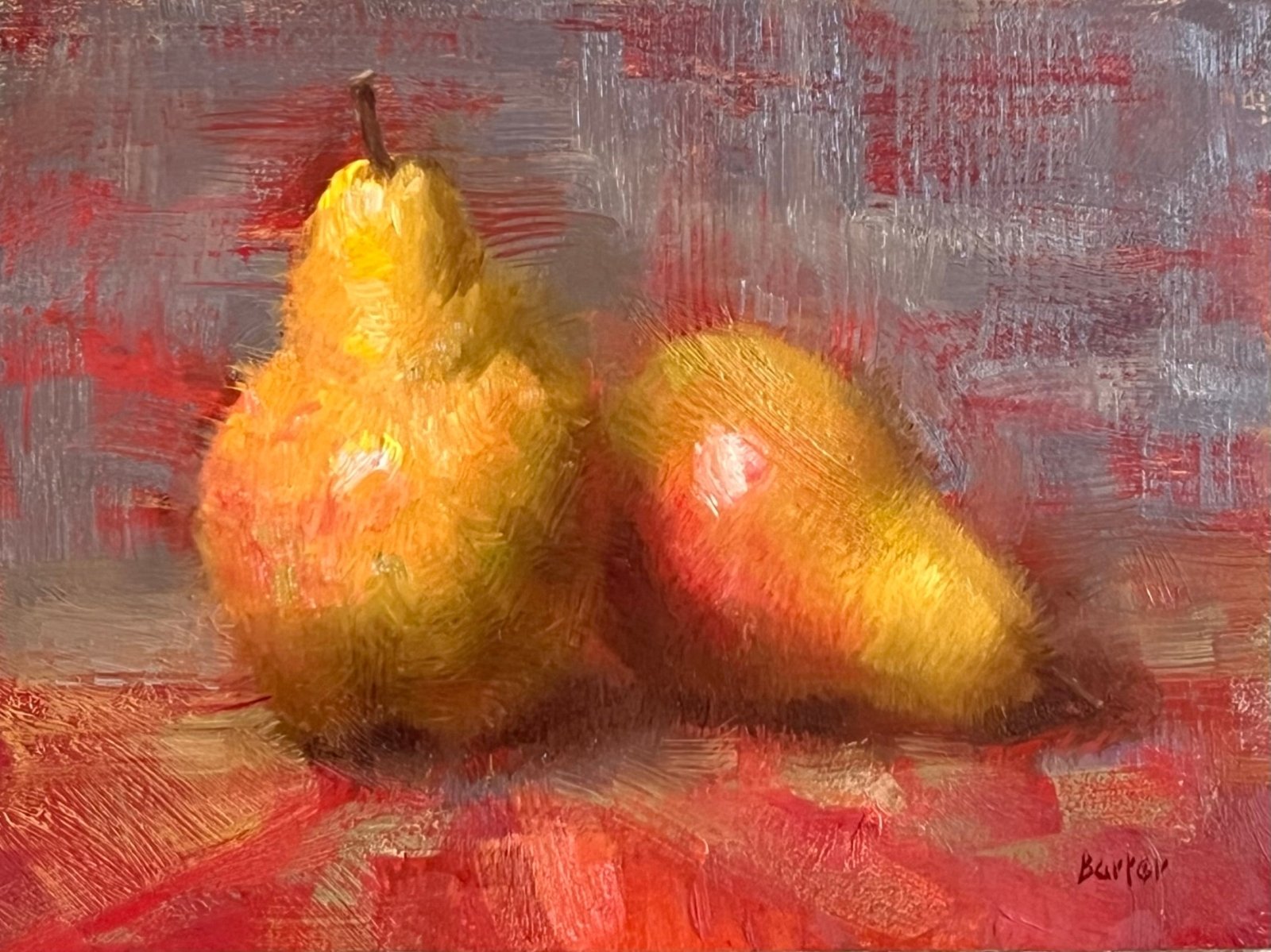 Rich Red and Golden Pears by Stacy Barter at LePrince Galleries