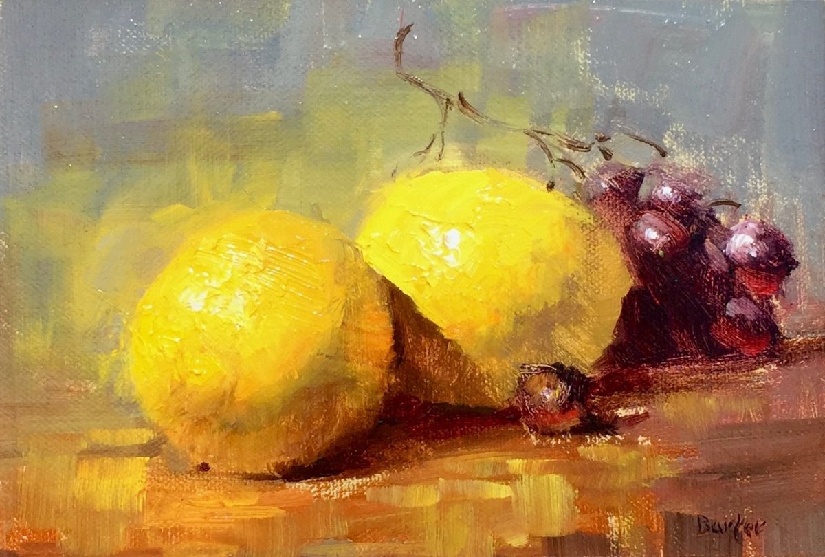Grapes and Meyer Lemon by Stacy Barter at LePrince Galleries
